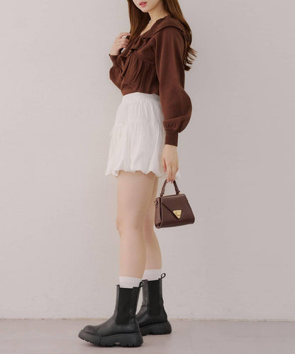 【RMAF】交叉荷葉邊針織衫