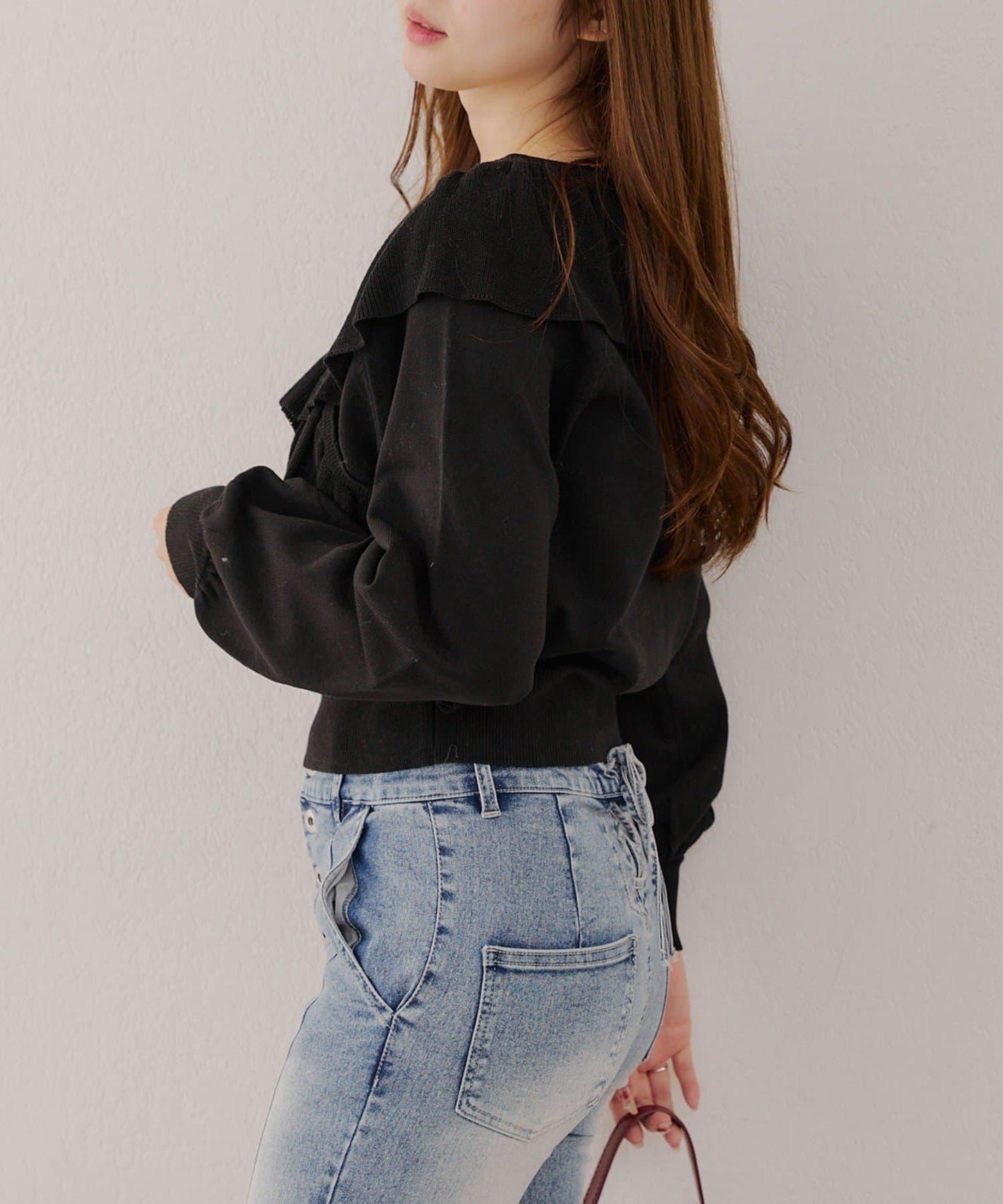 【RMAF】交叉荷葉邊針織衫