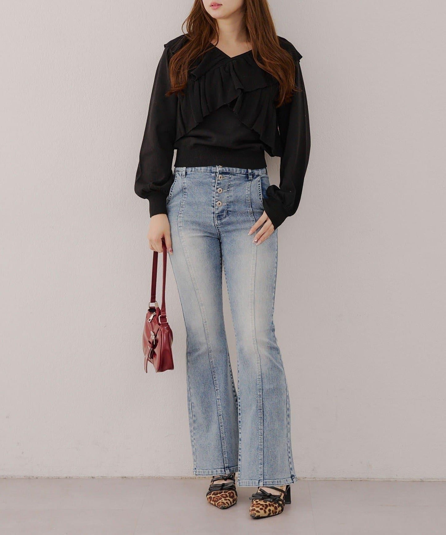 【RMAF】交叉荷葉邊針織衫