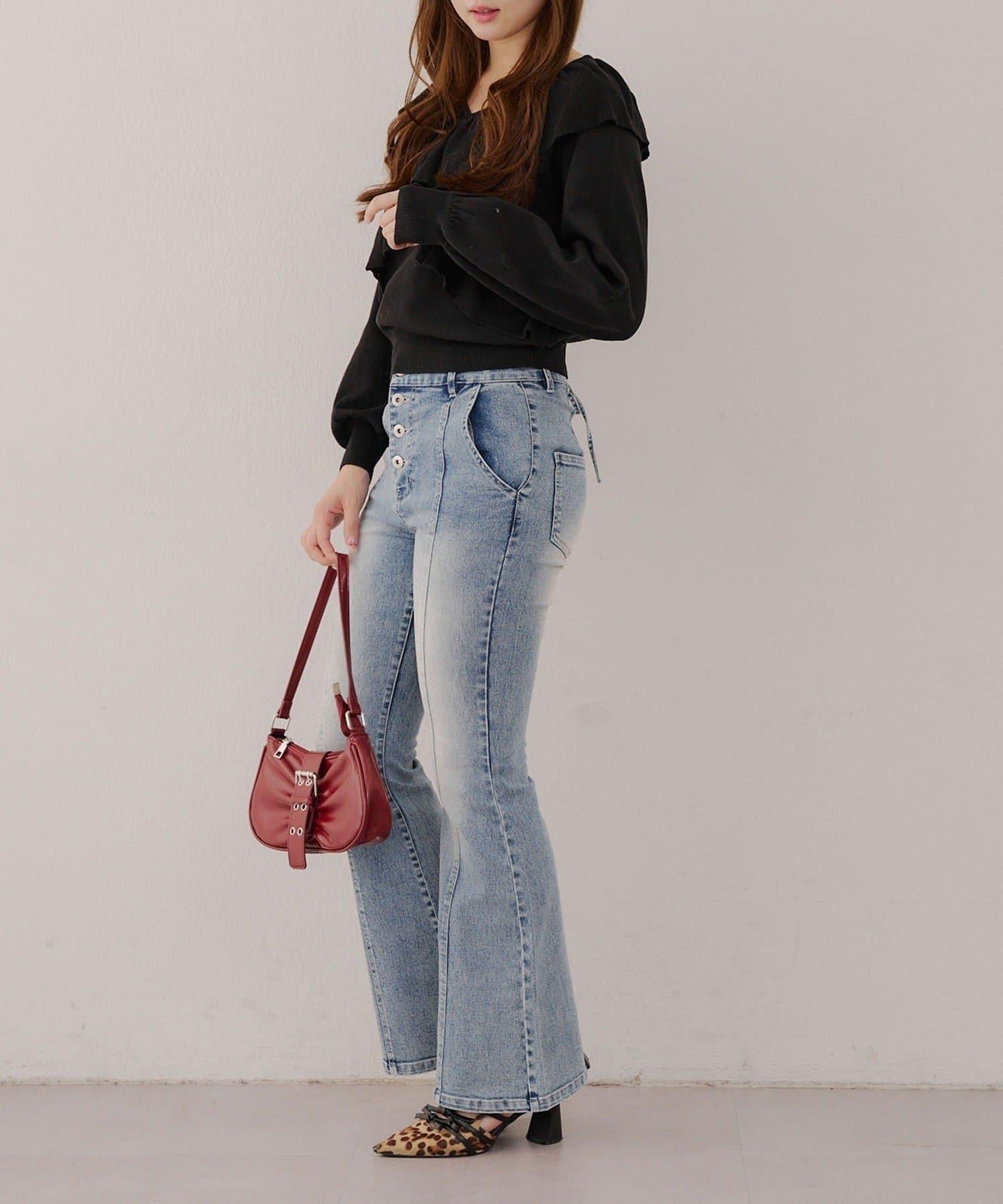 【RMAF】交叉荷葉邊針織衫