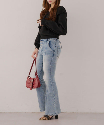 【RMAF】交叉荷葉邊針織衫