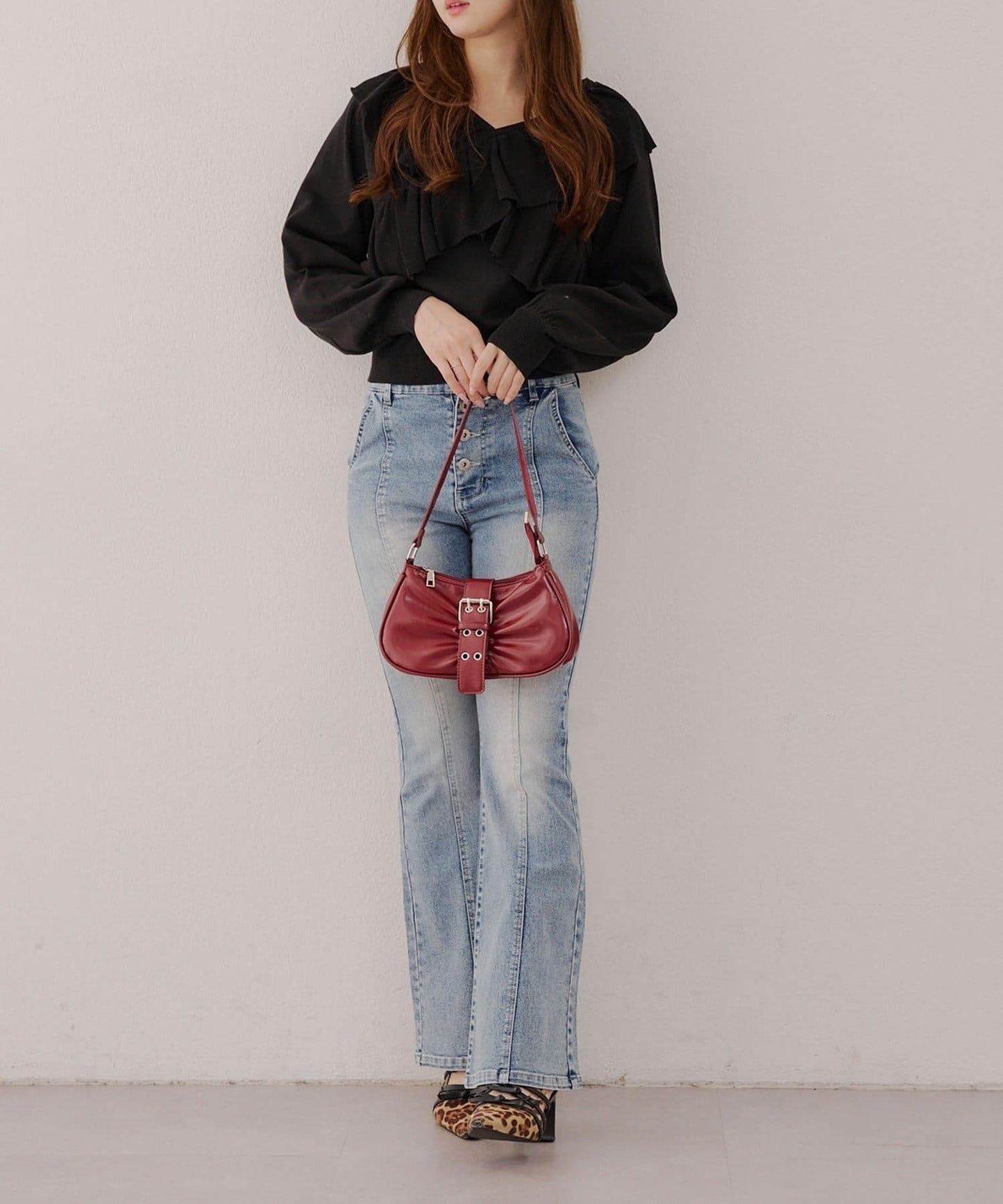 【RMAF】交叉荷葉邊針織衫