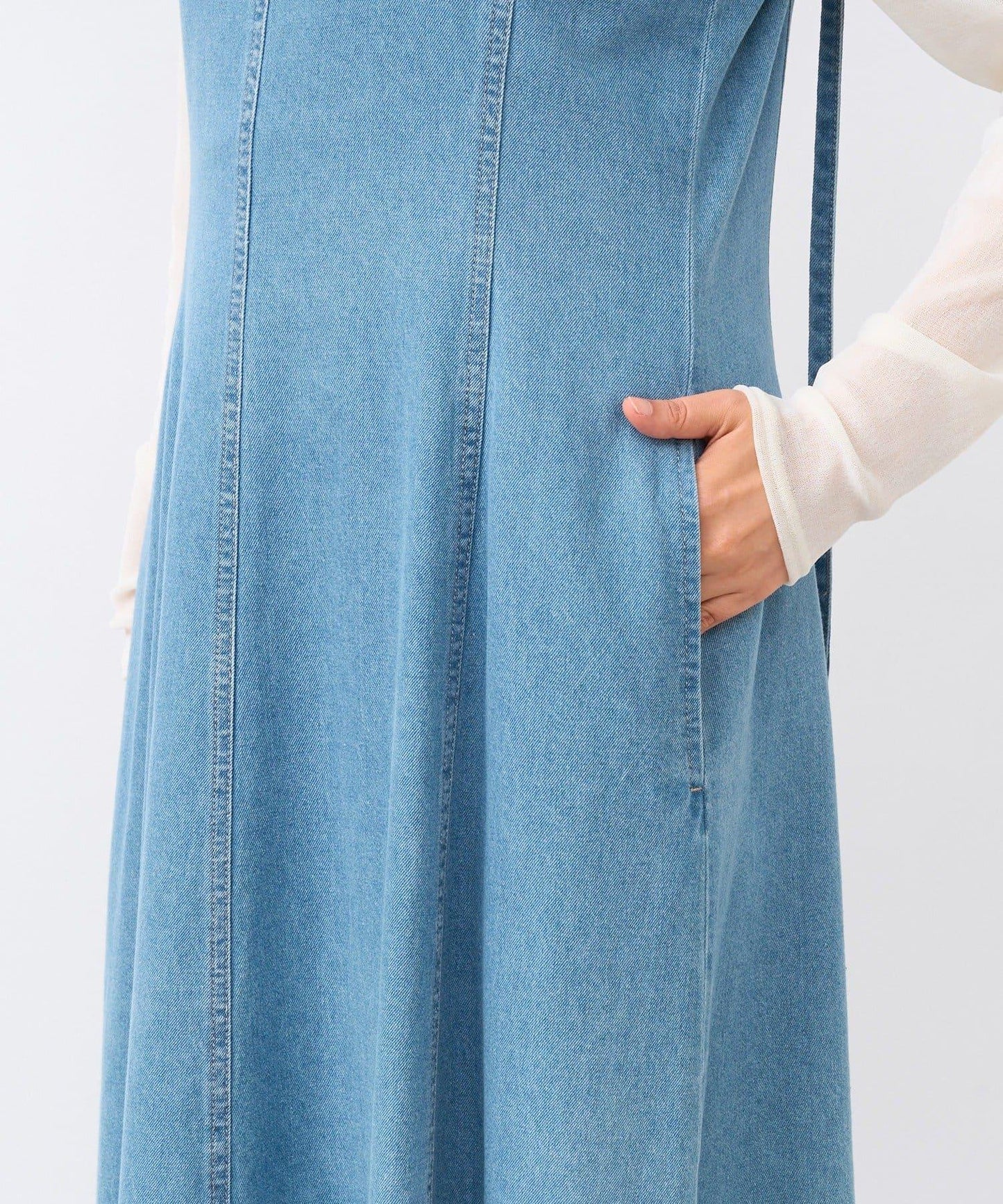 【RIVE DROITE】牛仔吊帶連衣裙