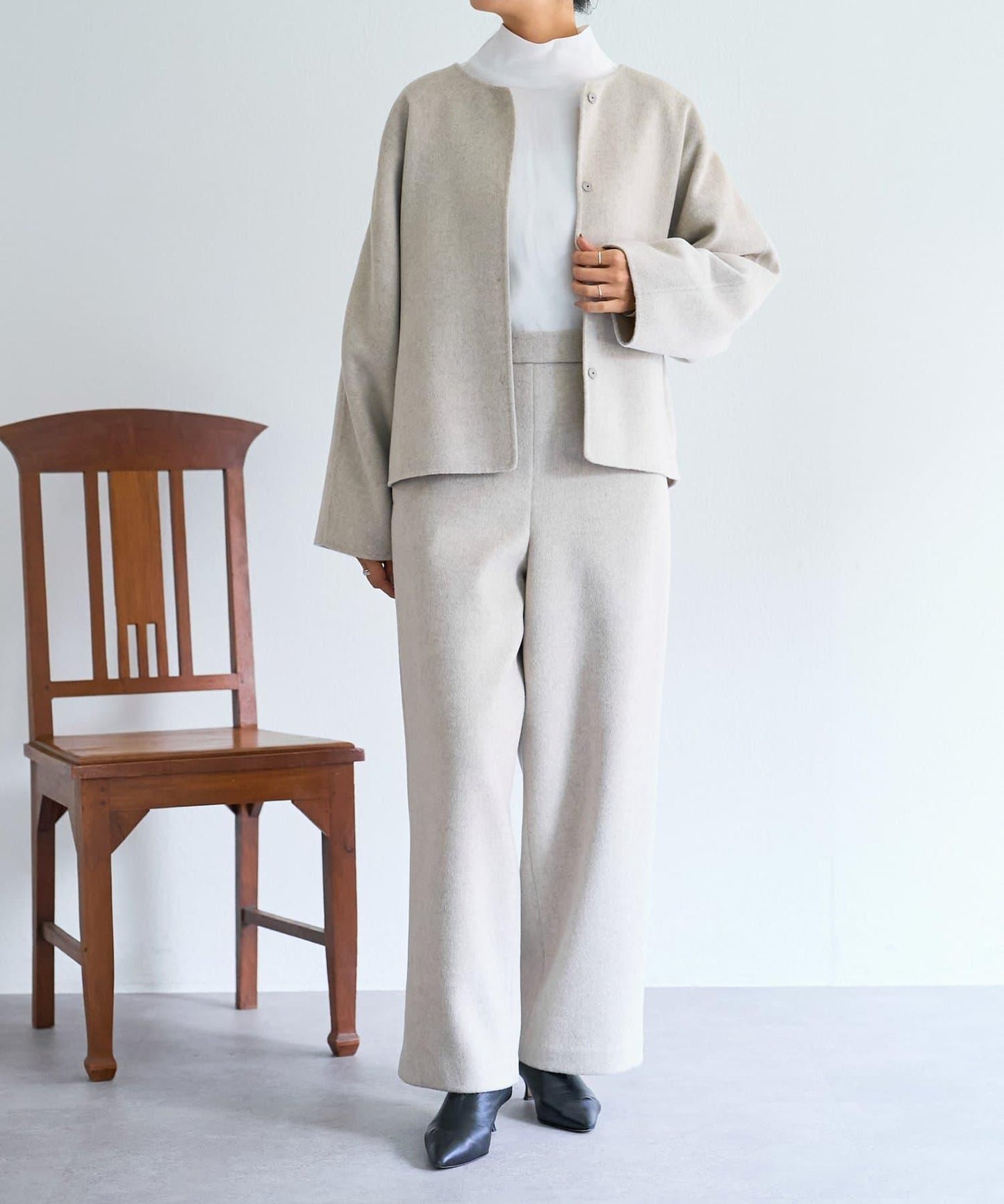 《15 quinze》羊毛海狸呢長褲