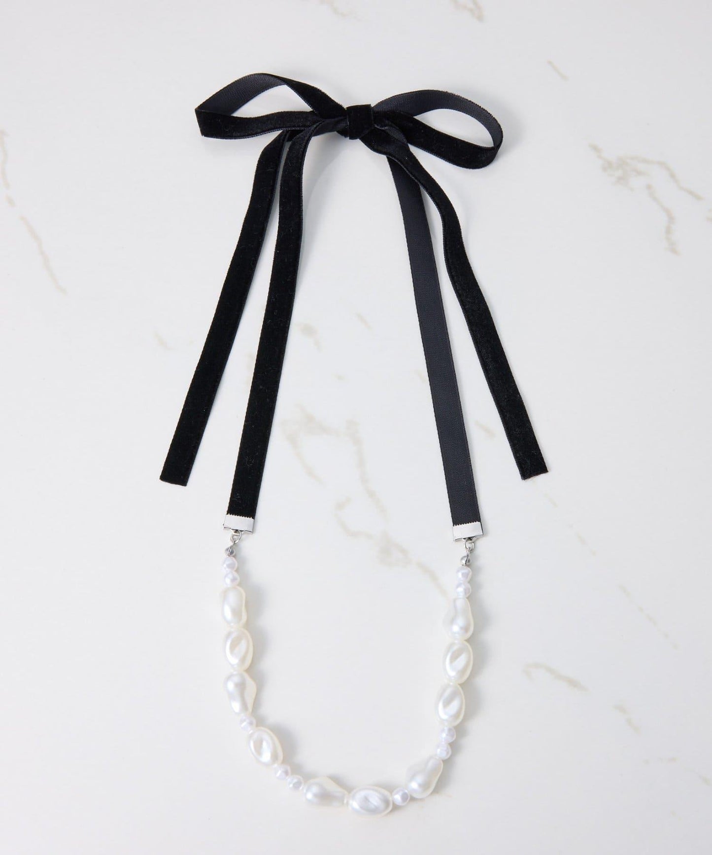 【PAPILLONNER/パピヨネ】珍珠天鵝絨拼接項圈