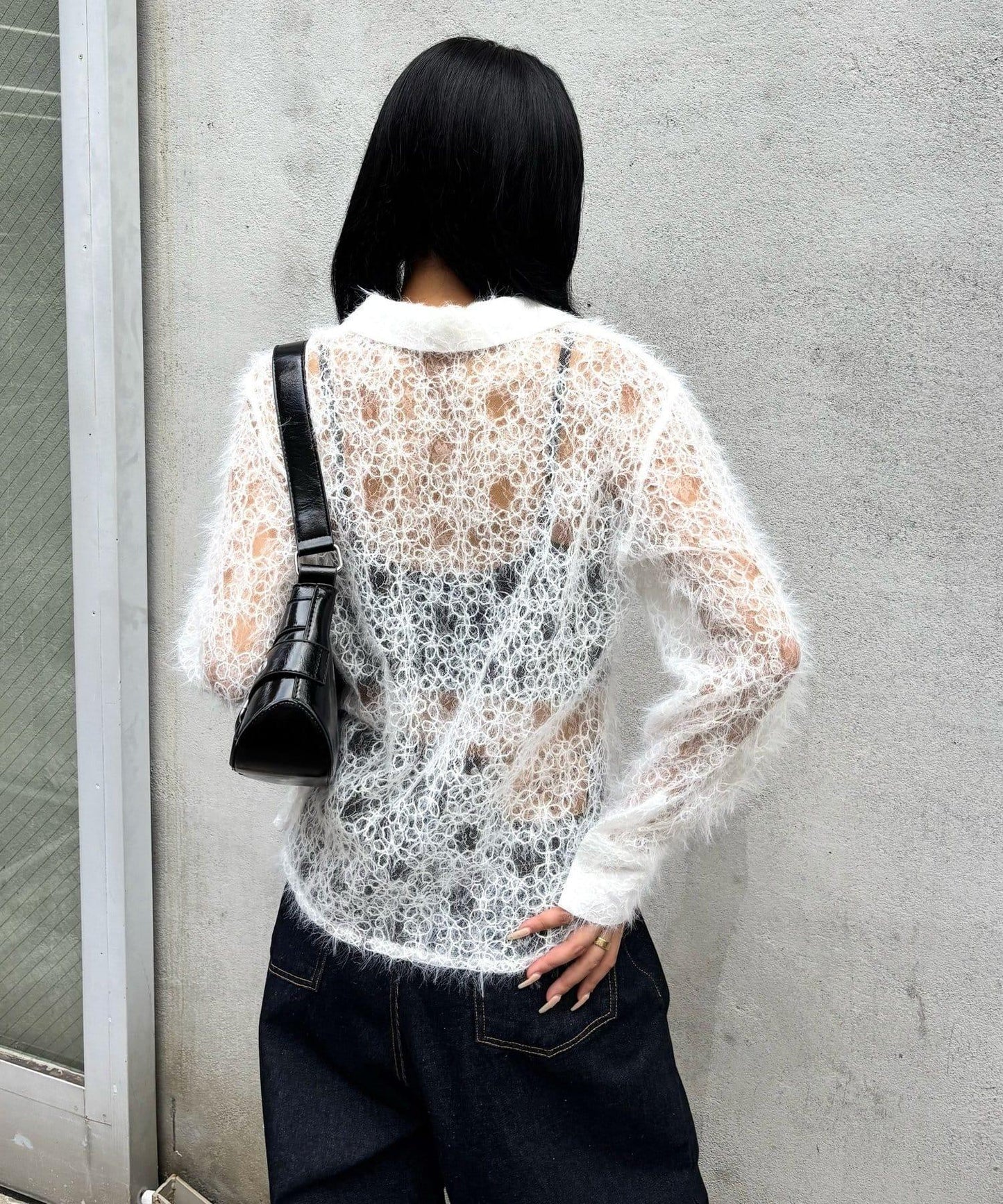 花卉蕾絲針織襯衫