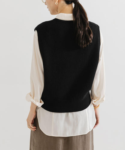 羊毛羊絨V領針織背心