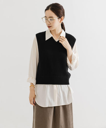 羊毛羊絨V領針織背心