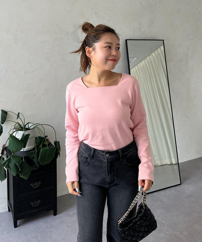 【MOMO】方領長袖T恤