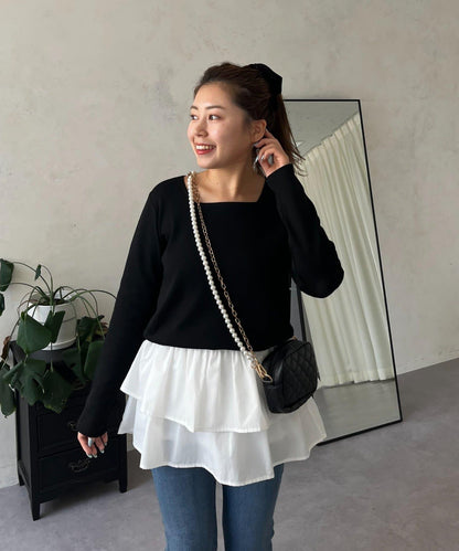 【MOMO】方領長袖T恤