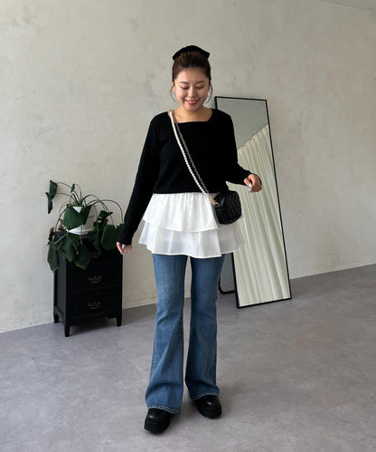 【MOMO】方領長袖T恤