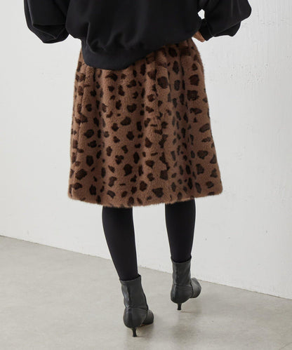 《15 quinze》豹紋仿毛皮裙