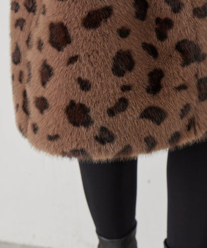 《15 quinze》豹紋仿毛皮裙