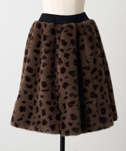 《15 quinze》豹紋仿毛皮裙