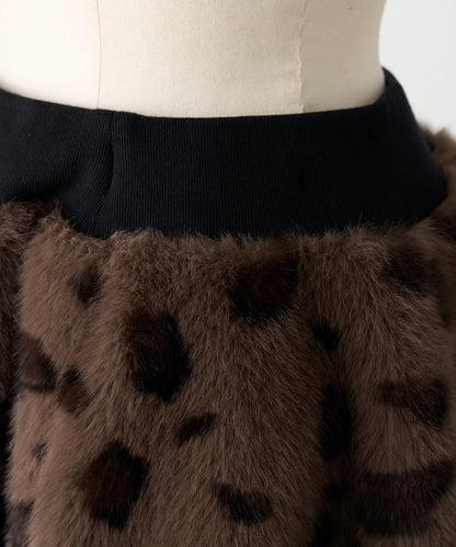 《15 quinze》豹紋仿毛皮裙