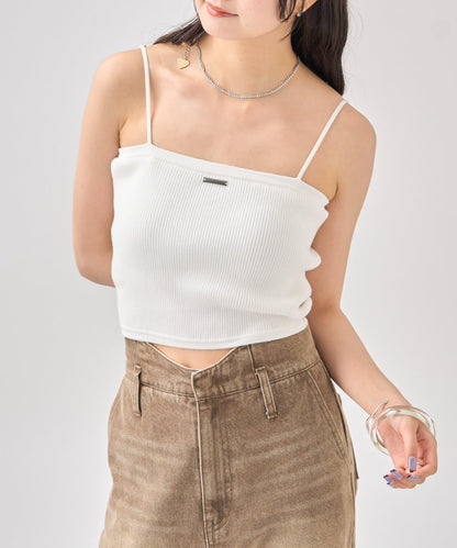 帶胸墊短款針織吊帶背心