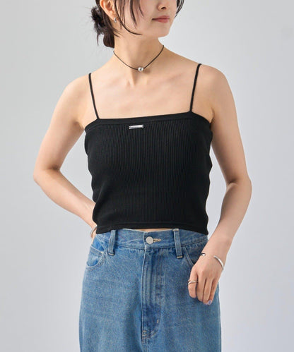 帶胸墊短款針織吊帶背心