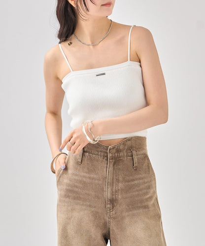 帶胸墊短款針織吊帶背心