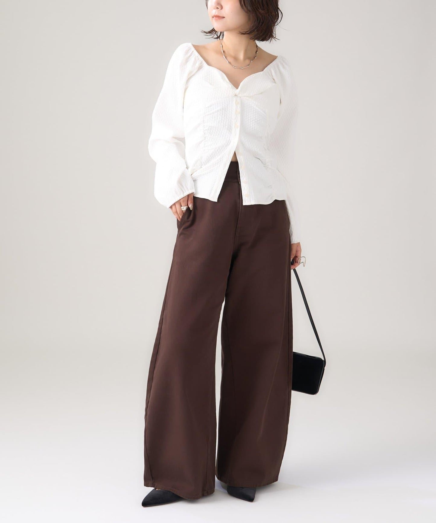 長袖泡泡袖束身上衣