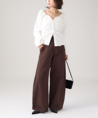 長袖泡泡袖束身上衣