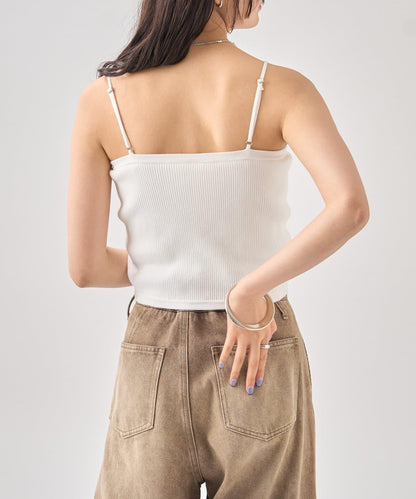 帶胸墊短款針織吊帶背心