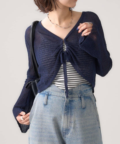 鏤空針織短款開衫