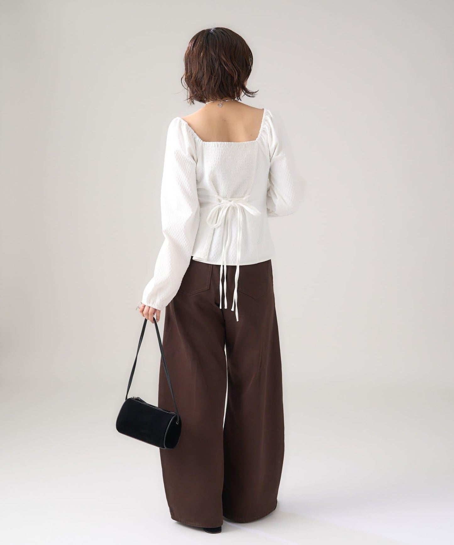 長袖泡泡袖束身上衣