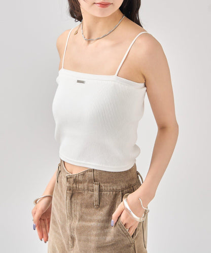 帶胸墊短款針織吊帶背心