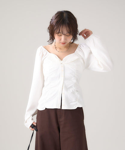 長袖泡泡袖束身上衣
