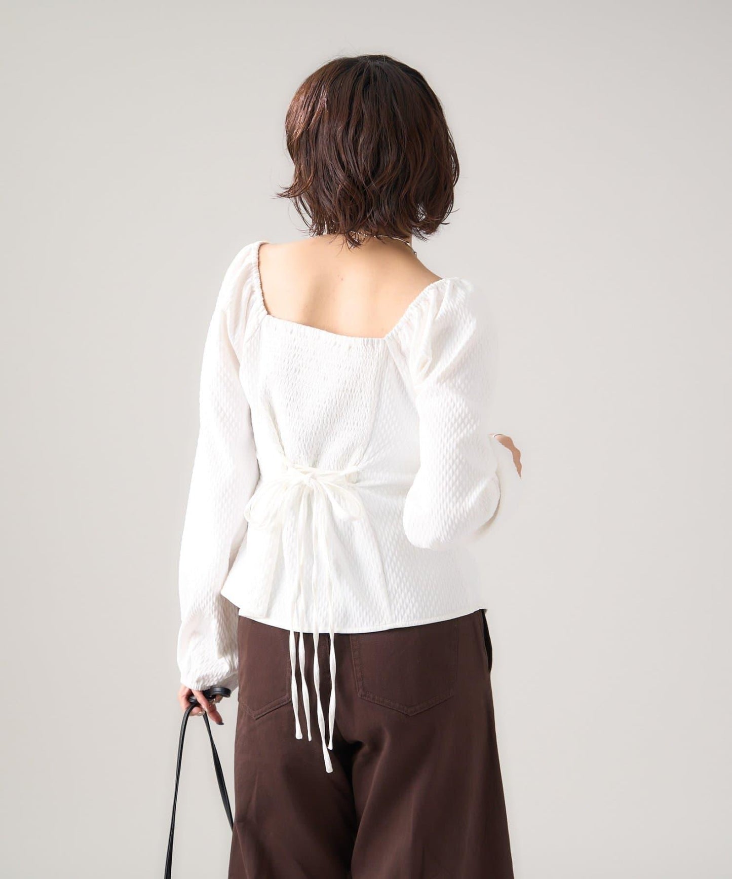 長袖泡泡袖束身上衣