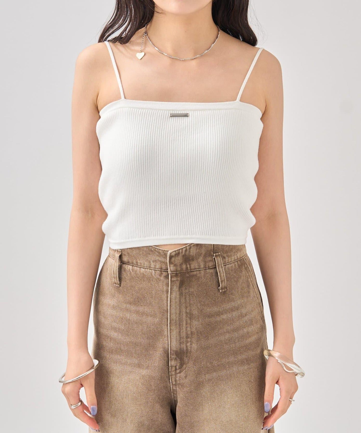 帶胸墊短款針織吊帶背心