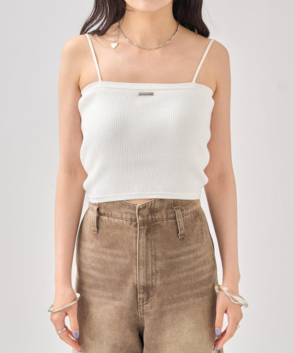 帶胸墊短款針織吊帶背心