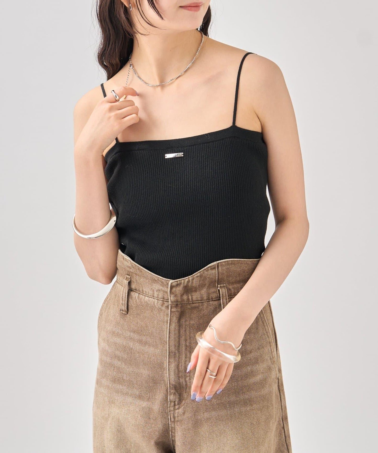 帶胸墊針織吊帶背心