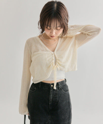 鏤空針織短款開衫