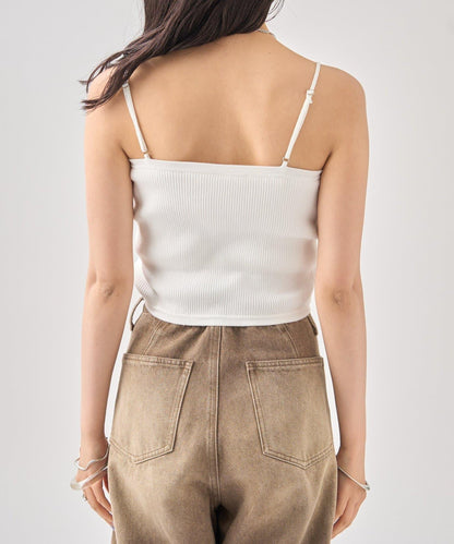 帶胸墊短款針織吊帶背心