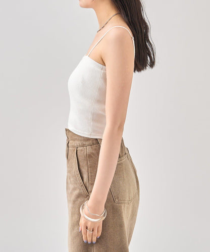 帶胸墊短款針織吊帶背心