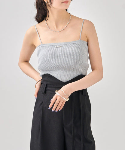 帶胸墊短款針織吊帶背心