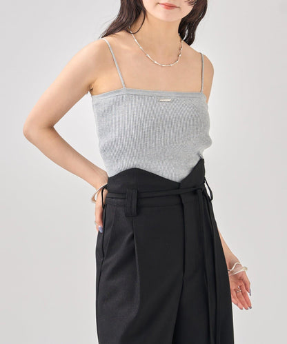 帶胸墊短款針織吊帶背心