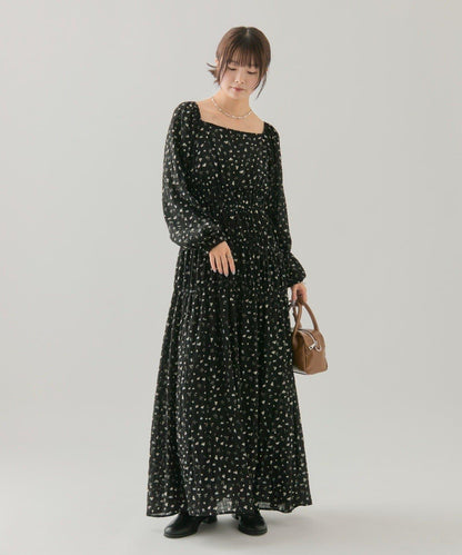 小花束腰連衣裙