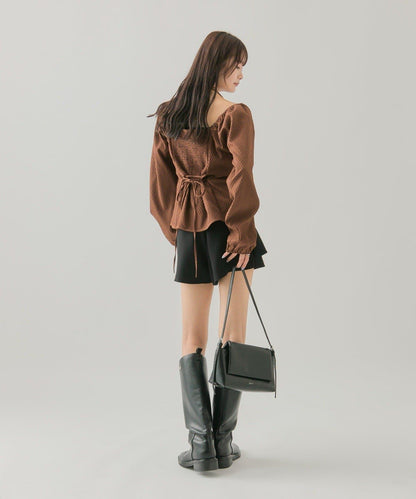 長袖泡泡袖束身上衣