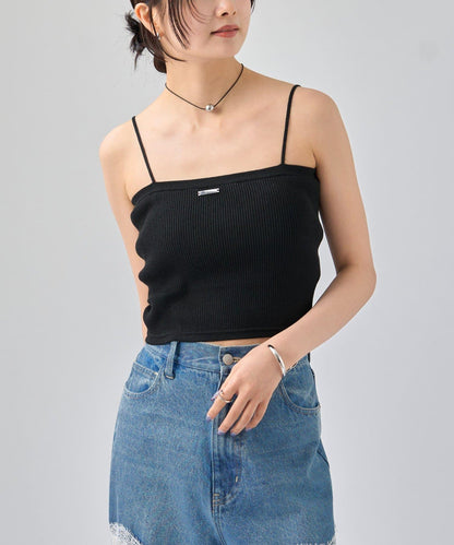 帶胸墊短款針織吊帶背心