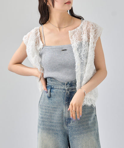 帶胸墊針織吊帶背心