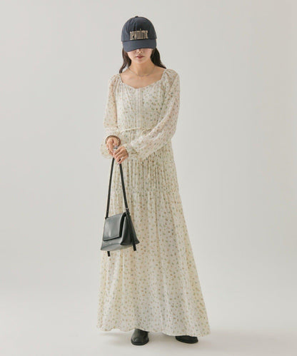 小花束腰連衣裙