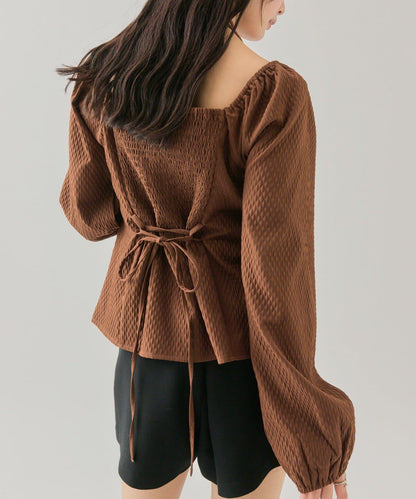 長袖泡泡袖束身上衣