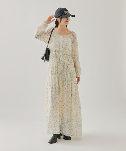 小花束腰連衣裙