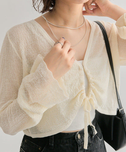 鏤空針織短款開衫