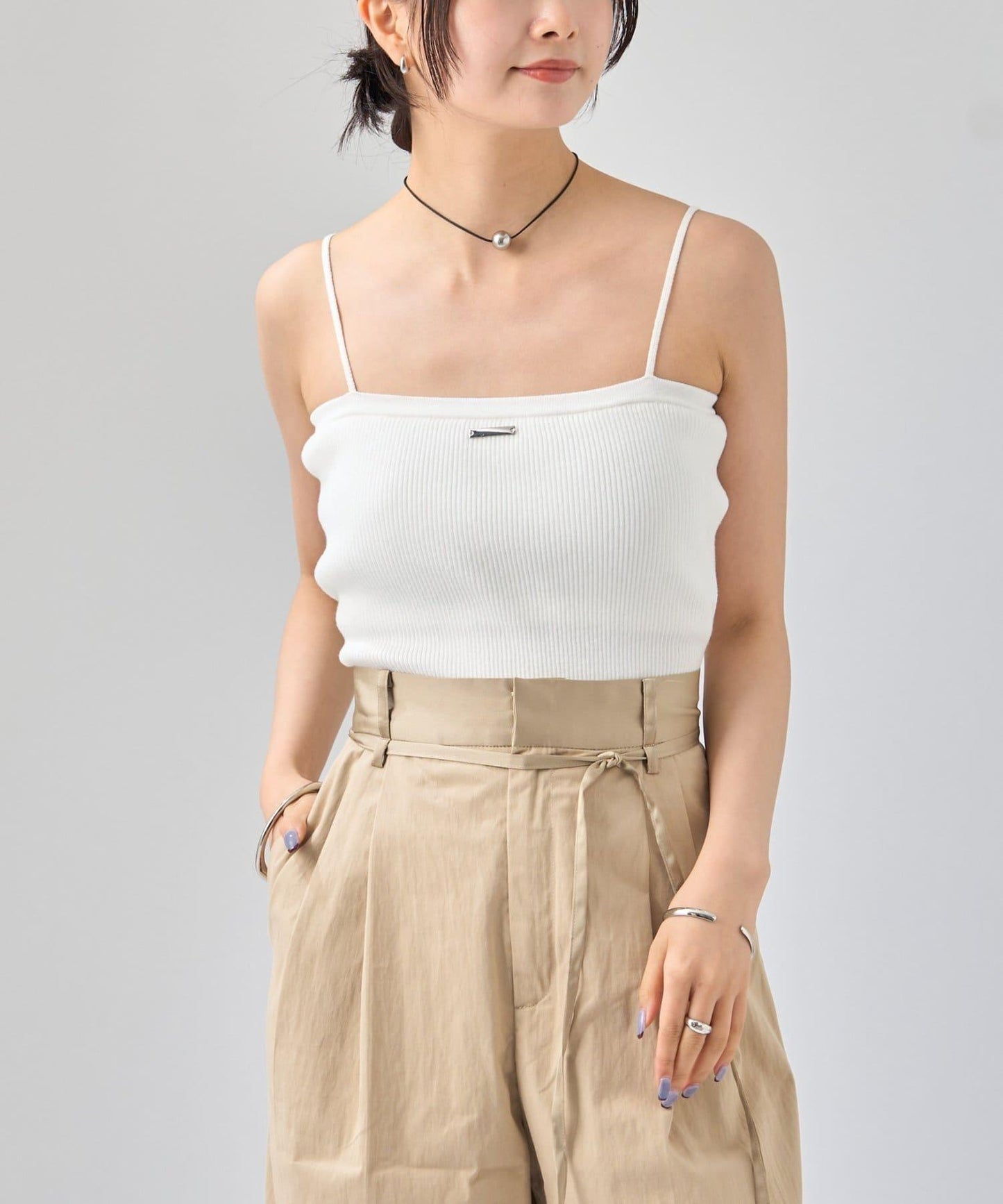 帶胸墊針織吊帶背心