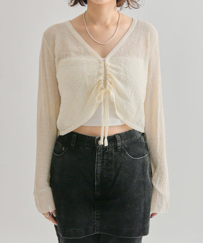 鏤空針織短款開衫