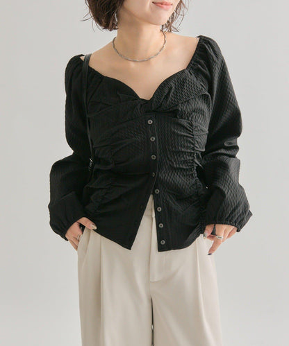 長袖泡泡袖束身上衣