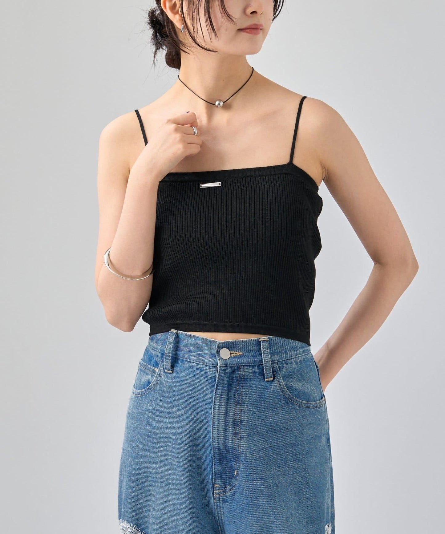 帶胸墊短款針織吊帶背心